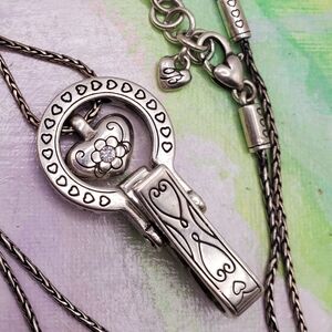 Brighton Badge Clip Necklace Holder Laynard Floating Heart